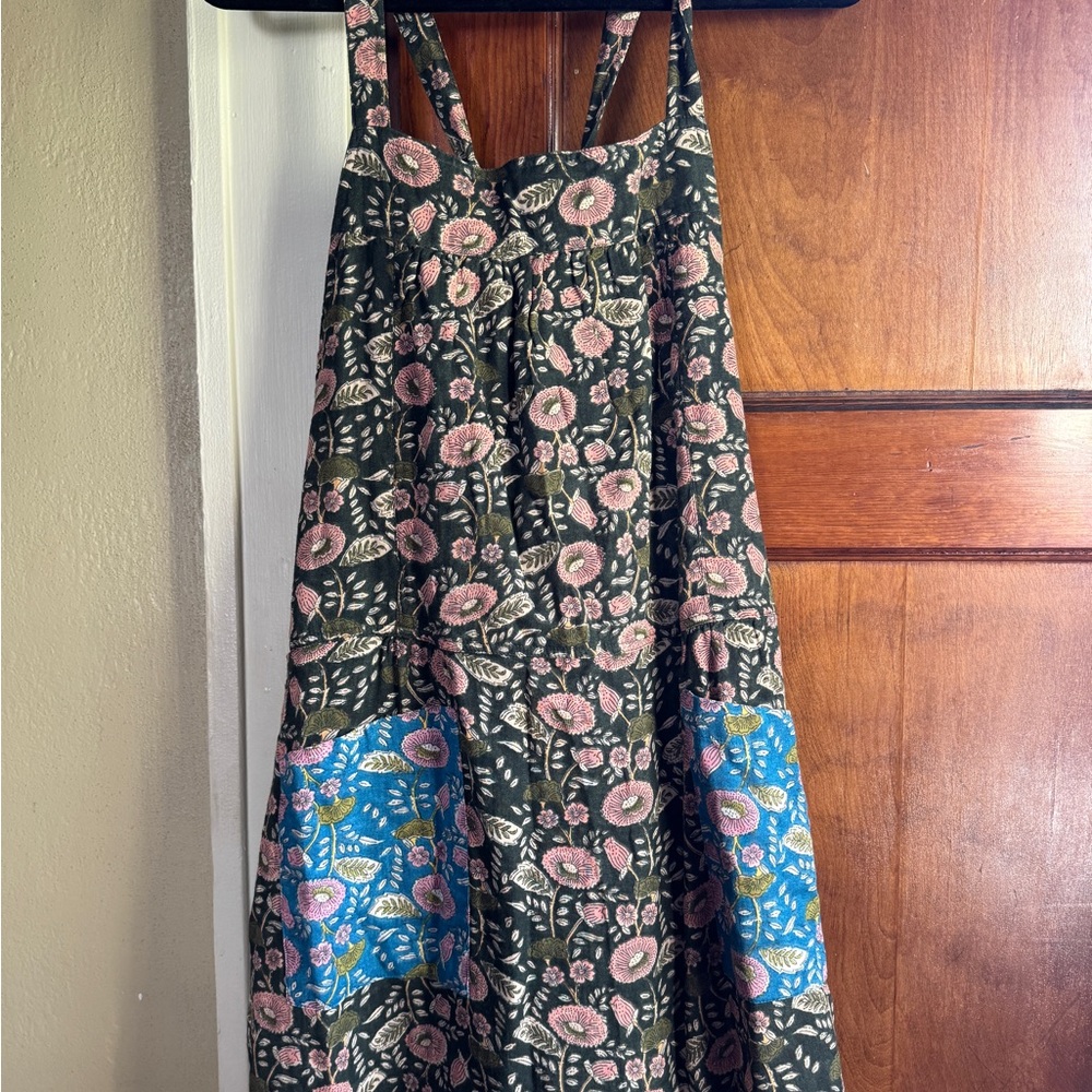 Floral Patterned Dress with Blue Accents